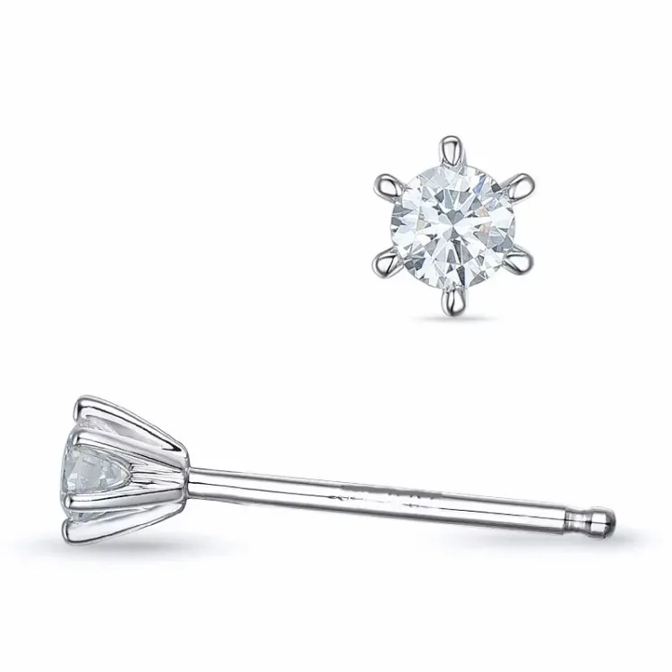 2 x 0,07 ct lab grown diamant solitaireørepynt i 9 karat hvitt gull med lab grown diamant 