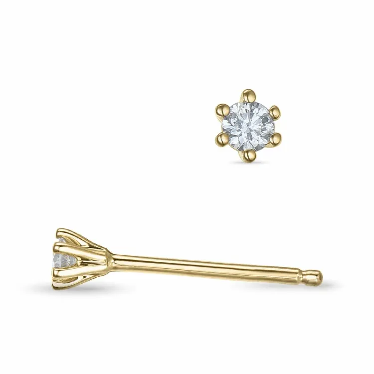 2 x 0,04 ct lab grown diamant solitaireørepynt i 9 karat gull med lab grown diamant 