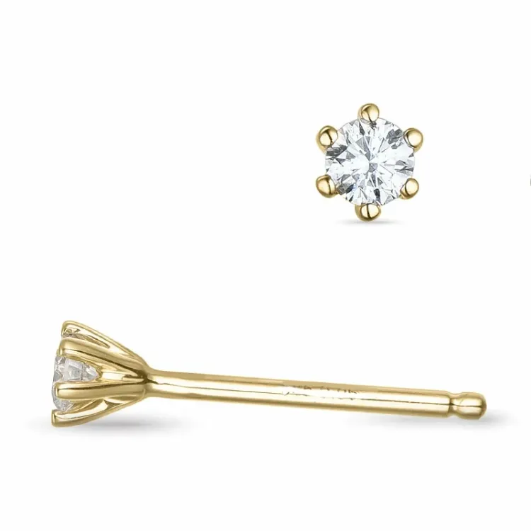 2 x 0,06 ct lab grown diamant solitaireørepynt i 9 karat gull med lab grown diamant 