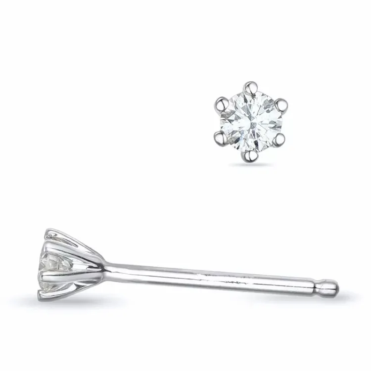 2 x 0,06 ct lab grown diamant solitaireørepynt i 9 karat hvitt gull med lab grown diamant 