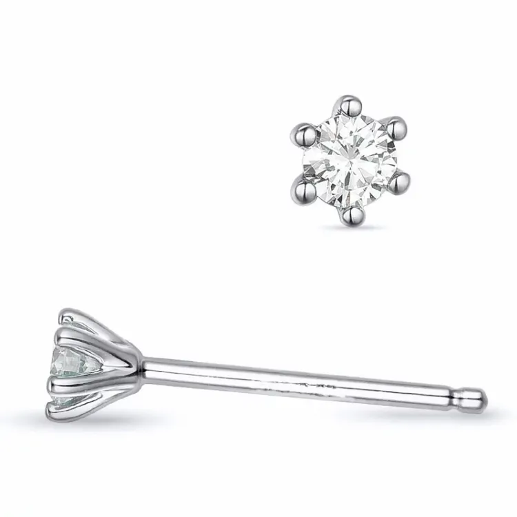 2 x 0,07 ct lab grown diamant solitaireørepynt i 9 karat hvitt gull med lab grown diamant 