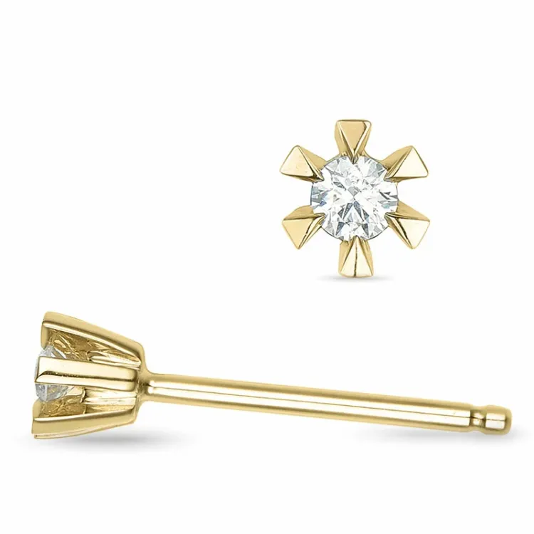2 x 0,03 ct lab grown diamant solitaireørepynt i 9 karat gull med lab grown diamant 