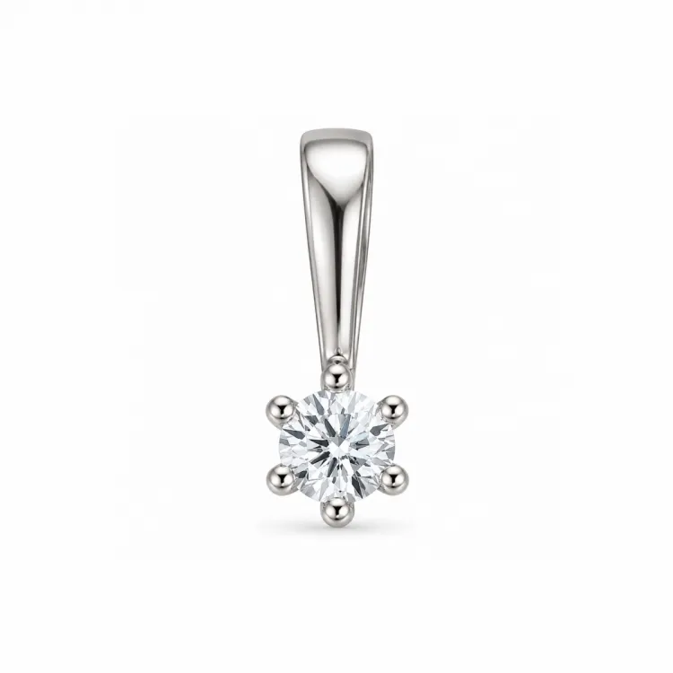 0,05 ct lab grown diamant solitaireanheng i 9 karat hvitt gull 0,05 ct