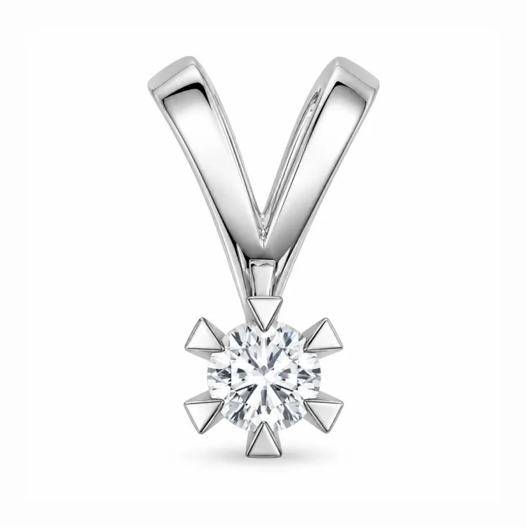 0,20 ct lab grown diamant solitaireanheng i 9 karat hvitt gull 0,20 ct