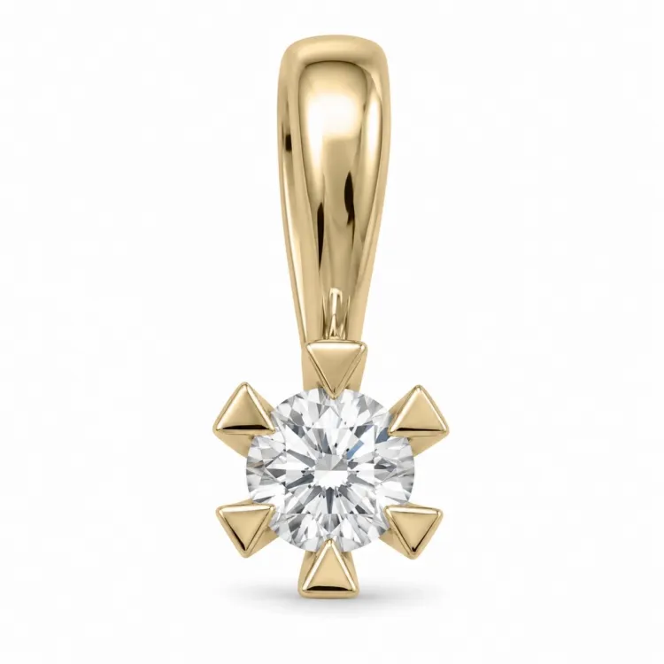 0,20 ct lab grown diamant solitaireanheng i 9 karat gull 0,20 ct