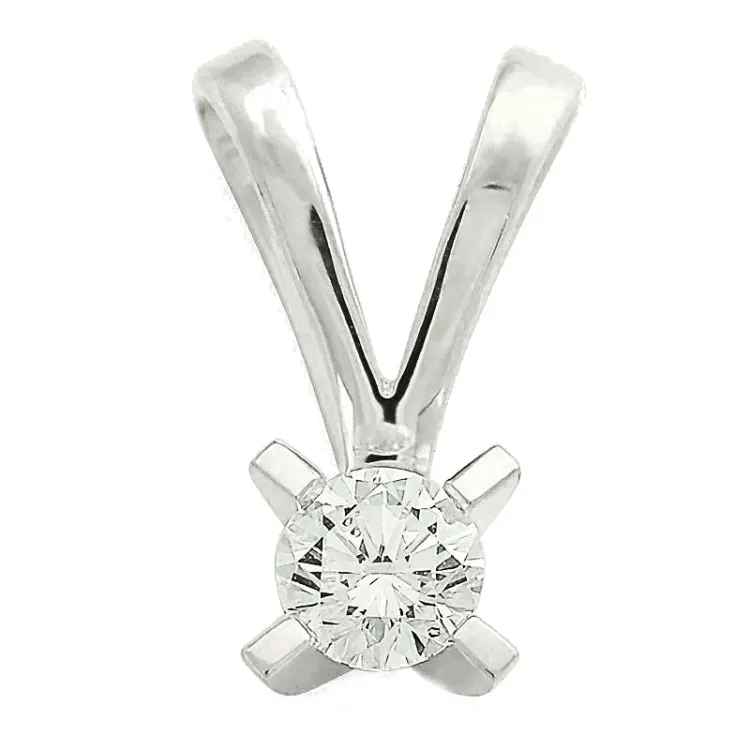 0,20 ct lab grown diamant solitaireanheng i 9 karat hvitt gull 0,20 ct