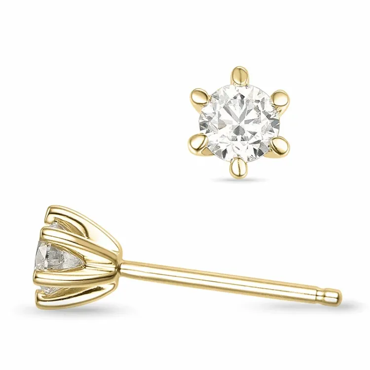 2 x 0,20 ct lab grown diamant solitaireørepynt i 9 karat gull med lab grown diamant 