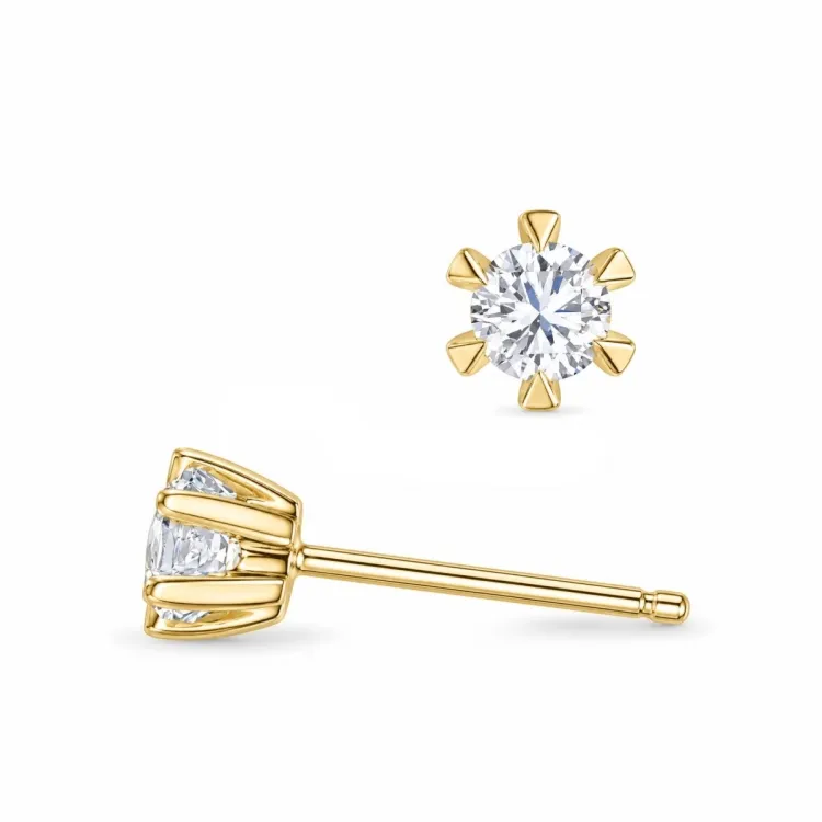 2 x 0,10 ct lab grown diamant solitaireørepynt i 9 karat gull med lab grown diamant 