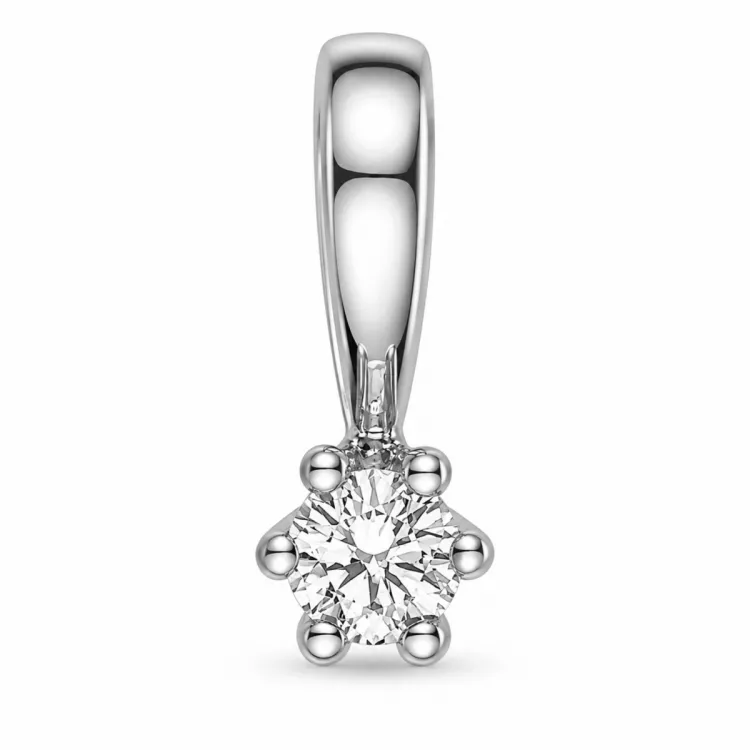 0,05 ct lab grown diamant solitaireanheng i 9 karat hvitt gull 0,05 ct