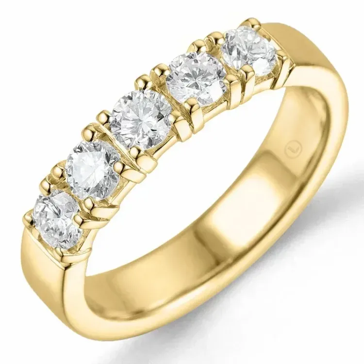 lab grown diamant ring i 14 karat gull 5 x 0,15 ct