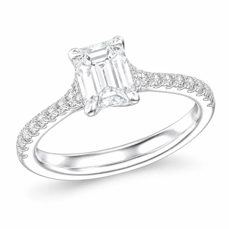lab grown diamant ring i 14 karat hvitt gull 1,0 ct 0,25 ct