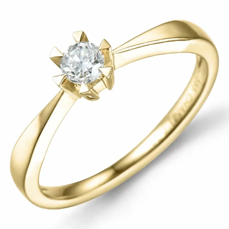0,20 ct lab grown diamant solitairering i 14 karat gull 0,20 ct