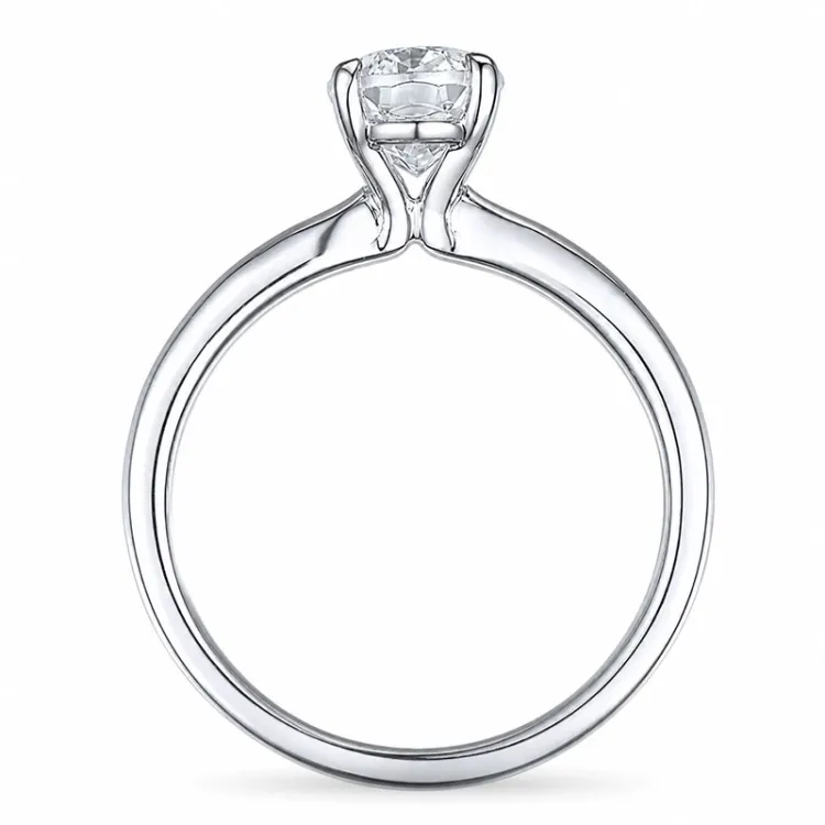oval lab grown diamant solitairering i 14 karat hvitt gull 1,0 ct