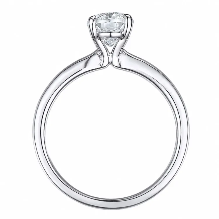oval lab grown diamant solitairering i 14 karat hvitt gull 2,0 ct
