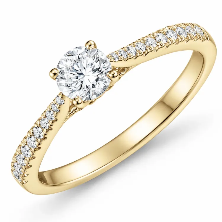 lab grown diamant ring i 14 karat gull 0,40 ct 0,17 ct