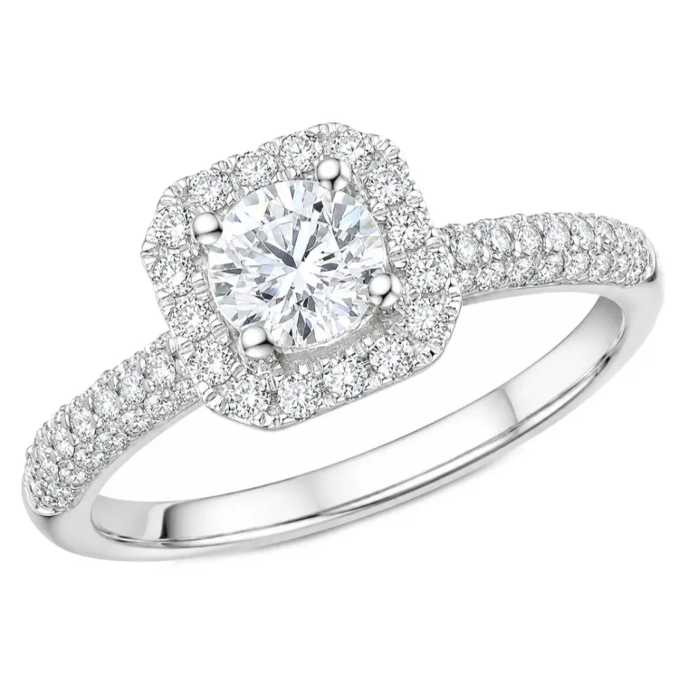 lab grown diamant ring i 14 karat hvitt gull 0,52 ct 0,49 ct