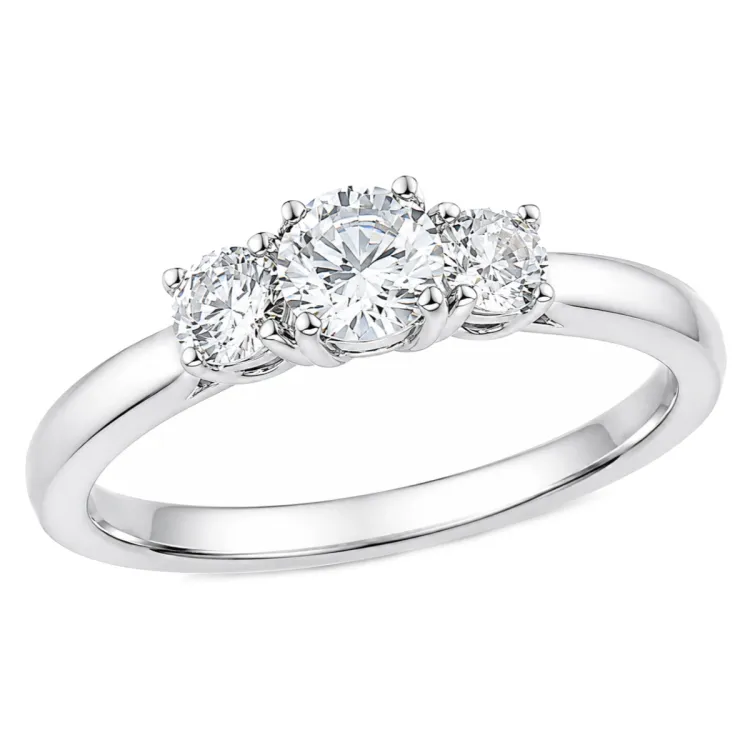 lab grown diamant ring i 14 karat hvitt gull 0,30 ct 0,20 ct