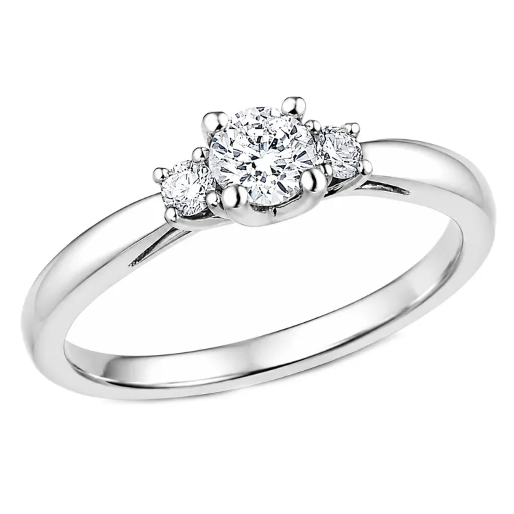 lab grown diamant ring i 14 karat hvitt gull 0,30 ct 0,10 ct