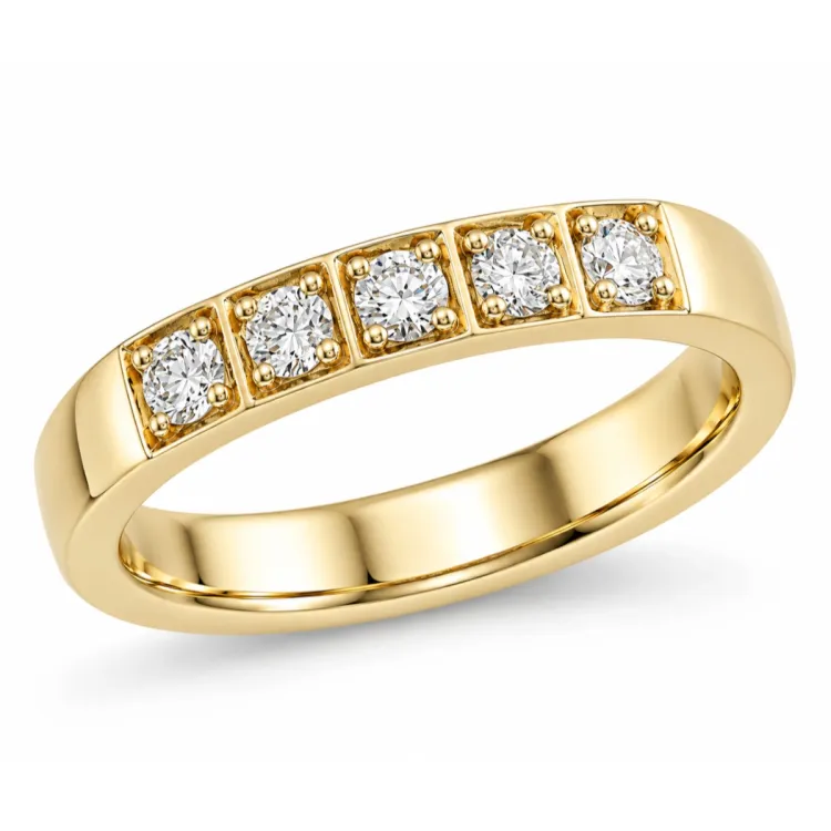 5 x 0,05 ct lab grown diamant alliansering i 14 karat gull 0,25 ct