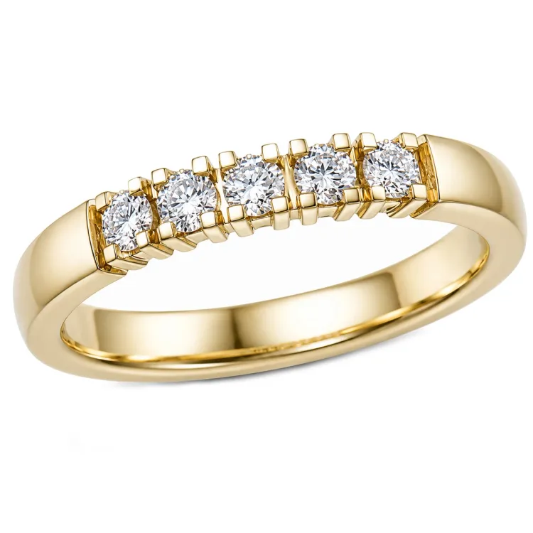 5 x 0,05 ct lab grown diamant alliansering i 14 karat gull 0,25 ct