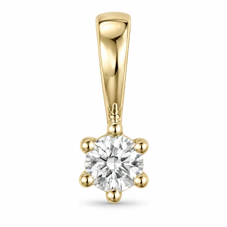 0,10 ct lab grown diamant anheng i 14 karat gull 0,10 ct