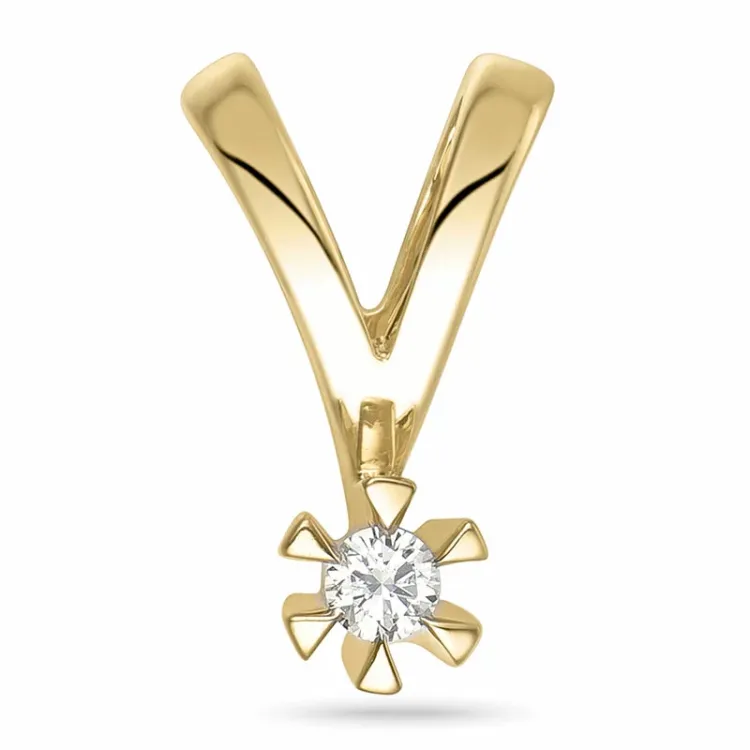 0,05 ct lab grown diamant anheng i 14 karat gull 0,05 ct