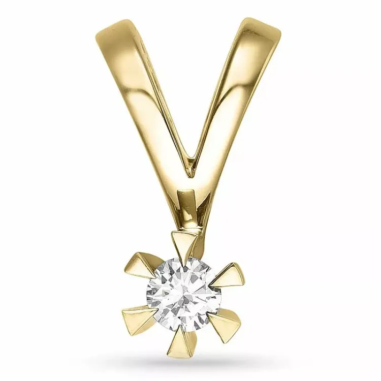 0,10 ct lab grown diamant anheng i 14 karat gull 0,10 ct