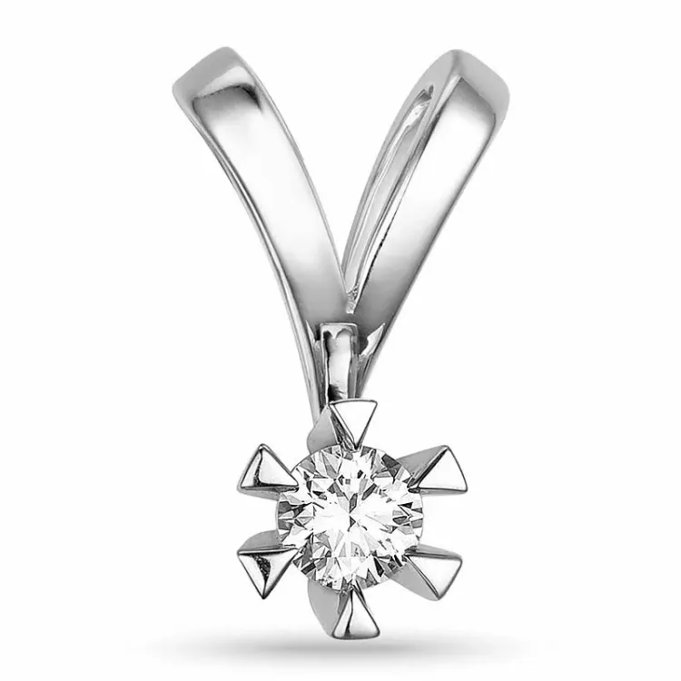 0,20 ct lab grown diamant anheng i 14 karat hvitt gull