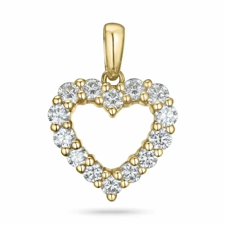 hjerte lab grown diamant anheng i 14 karat gull 0,85 ct