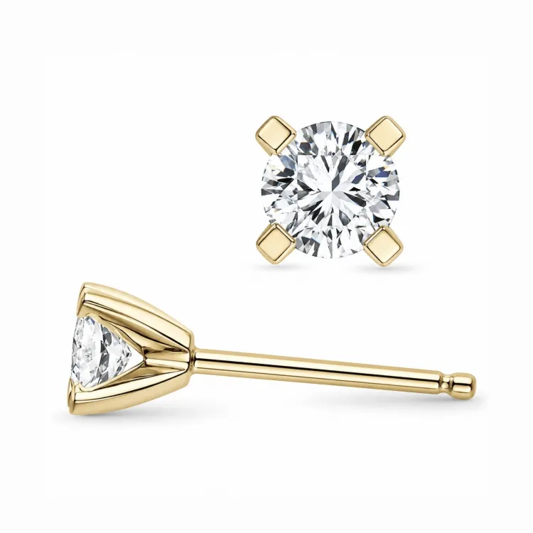 2 x 0,20 ct lab grown diamant solitaireørepynt i 14 karat gull med lab grown diamant 