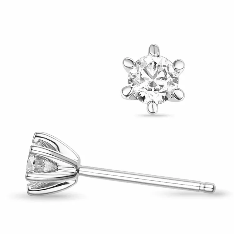 2 x 0,20 ct lab grown diamant solitaireørepynt i 14 karat hvitt gull med lab grown diamant 