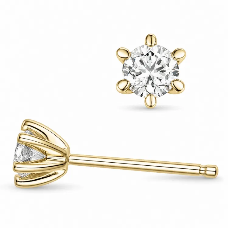 2 x 0,40 ct lab grown diamant solitaireørepynt i 14 karat gull med lab grown diamant 
