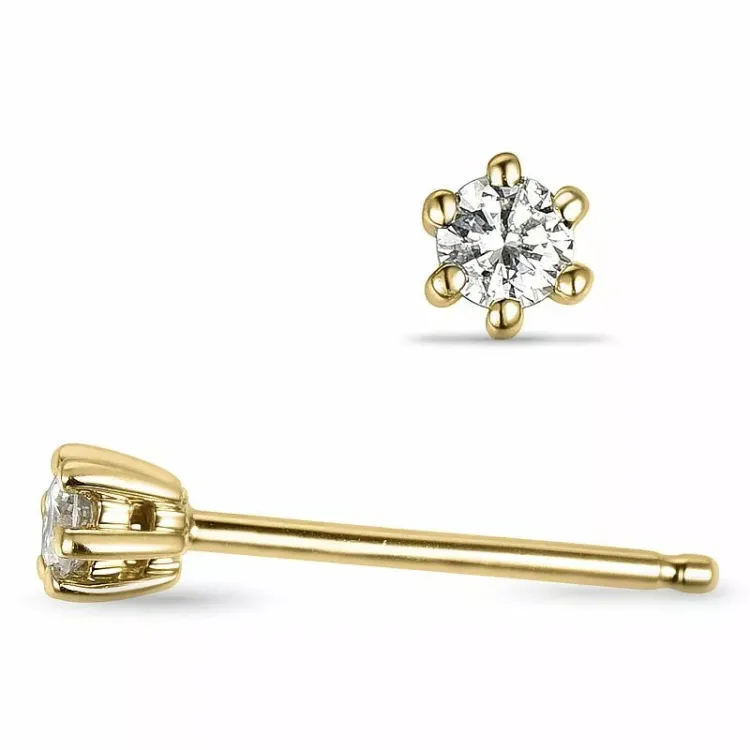 2 x 0,10 ct lab grown diamant solitaireørepynt i 14 karat gull med lab grown diamant 