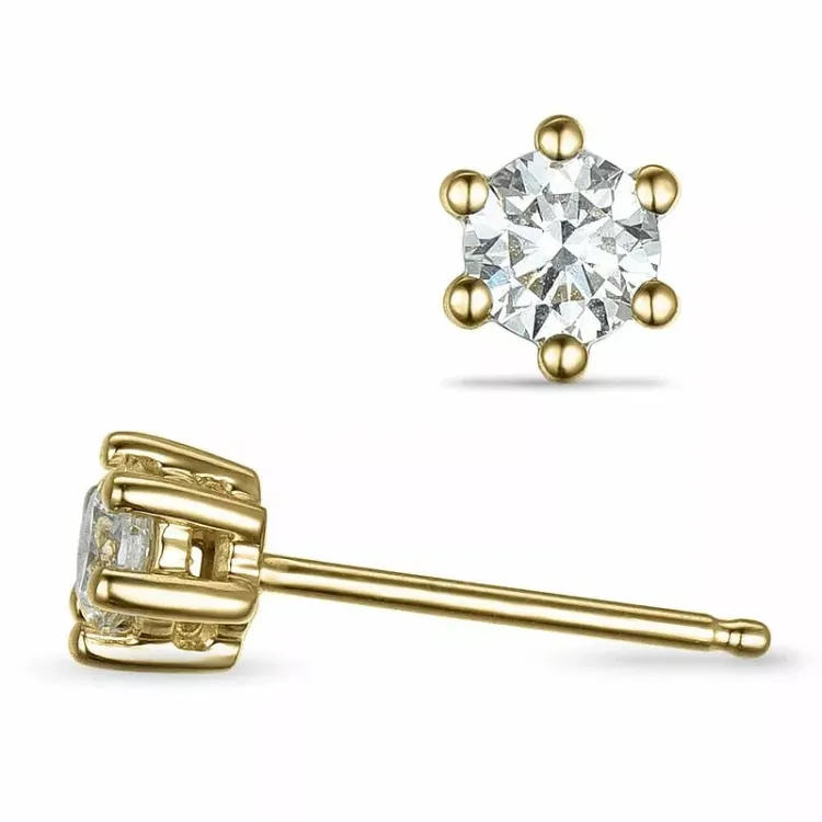 2 x 0,30 ct lab grown diamant solitaireørepynt i 14 karat gull med lab grown diamant 