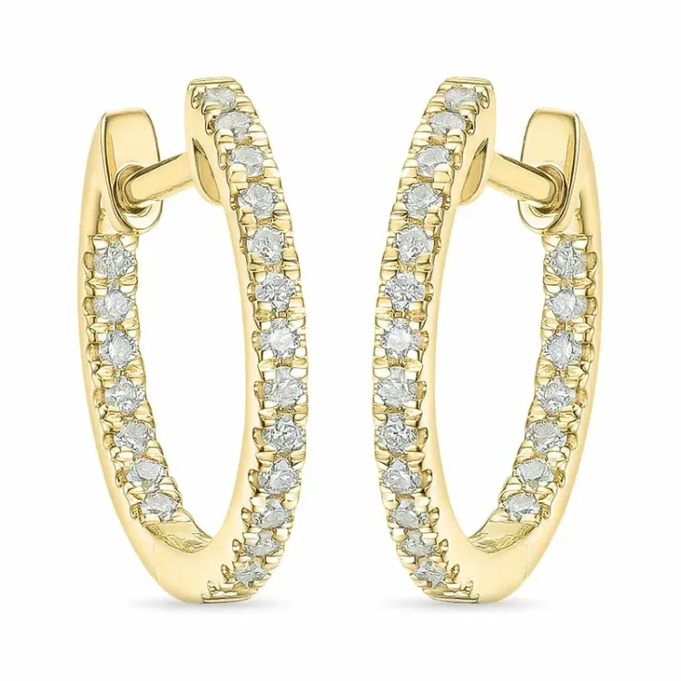 15 mm creol i 14 karat gull med lab grown diamant 