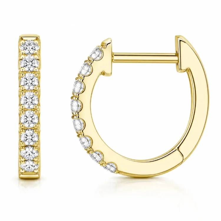 13 mm creol i 14 karat gull med lab grown diamant 