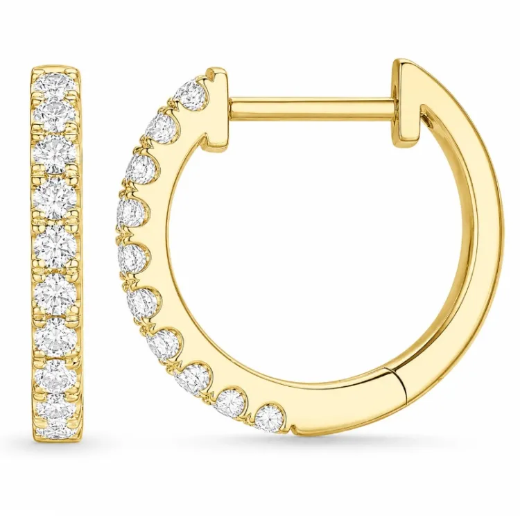 14 mm creol i 14 karat gull med lab grown diamant 