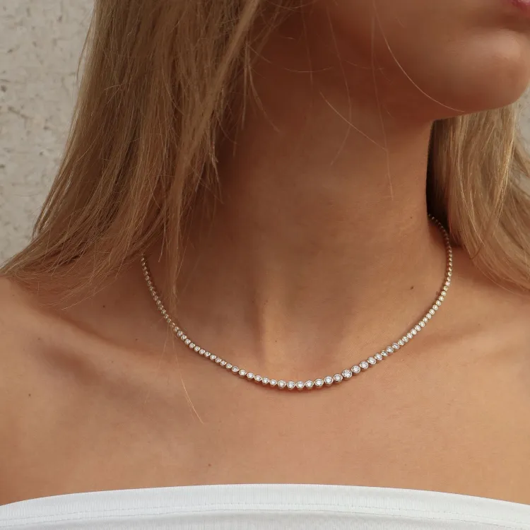 42 cm lab grown diamant halskjede i 14 karat gull 5,76 ct