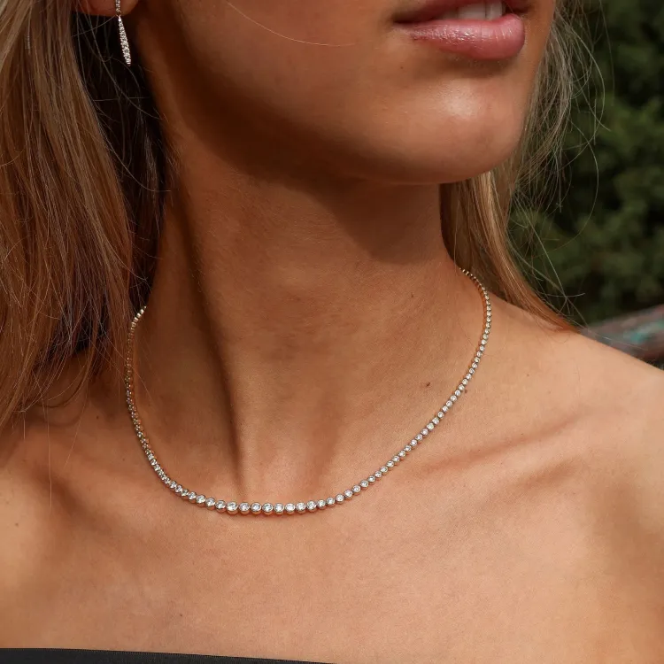 42 cm lab grown diamant halskjede i 14 karat gull 5,76 ct