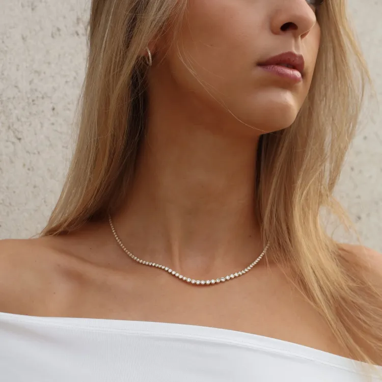 45 cm lab grown diamant halskjede i 14 karat gull 6,02 ct
