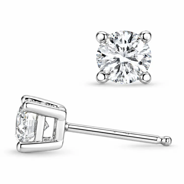 2 x 0,40 ct lab grown diamant hvitt gull solitaireørepynt i 14 karat hvitt gull med lab grown diamant 