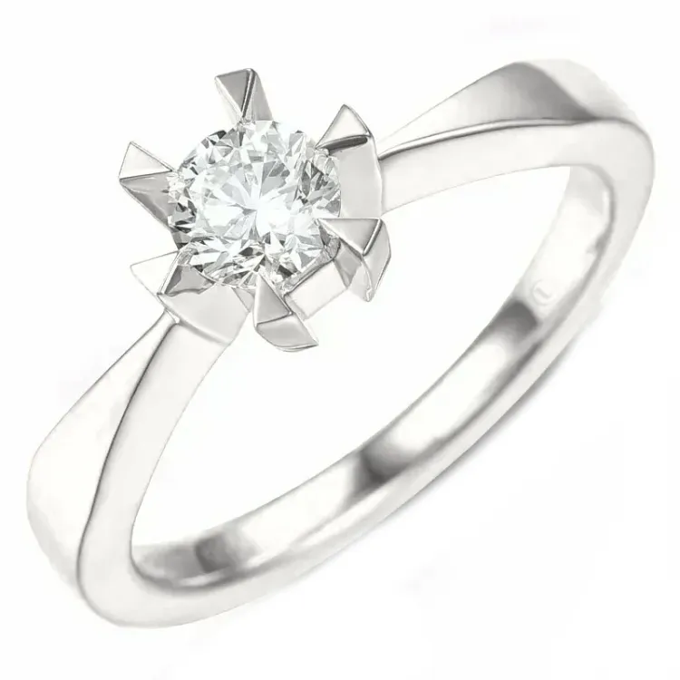 1,00 ct lab grown diamant solitairering i 14 karat hvitt gull 1,0 ct