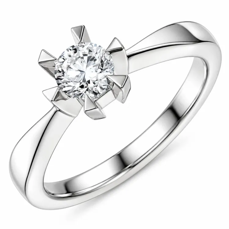 1,00 ct lab grown diamant solitairering i 14 karat hvitt gull 1,0 ct