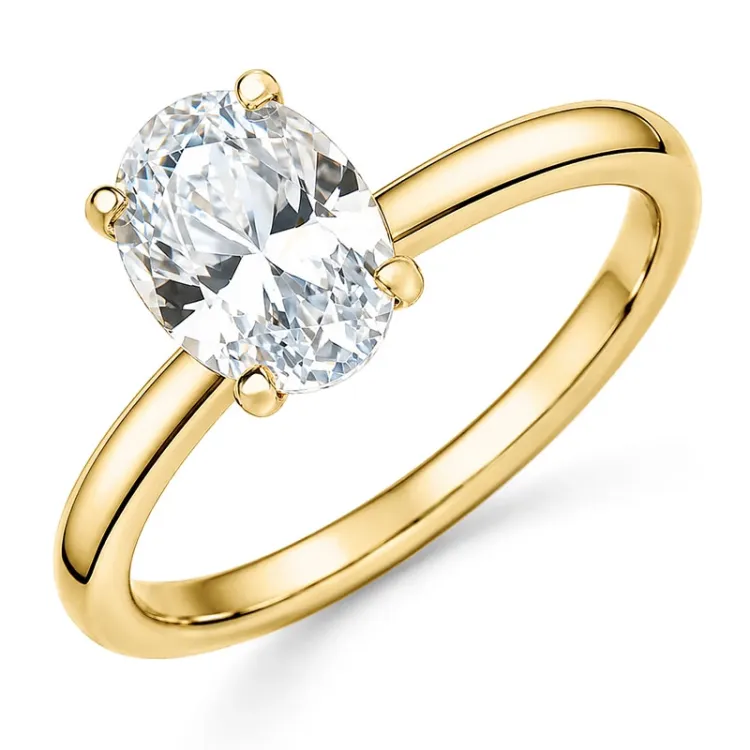 oval lab grown diamant solitairering i 14 karat gull 1,0 ct