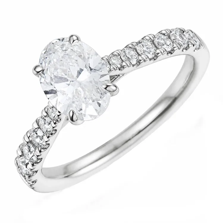 lab grown diamant ring i 14 karat hvitt gull 1,0 ct 0,34 ct