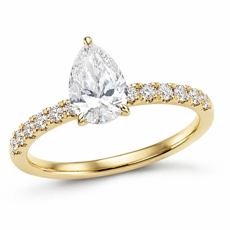 lab grown diamant gull ring i 14 karat gull 1,0 ct 0,26 ct