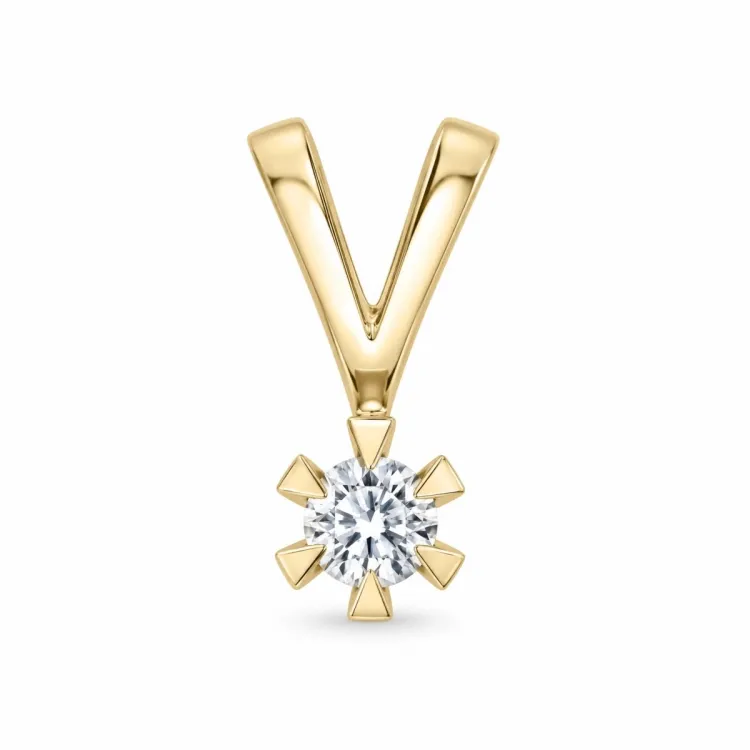 0,10 ct lab grown diamant anheng i 14 karat gull 0,10 ct