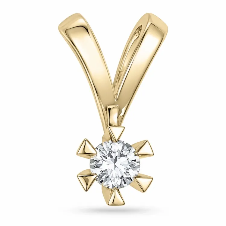 0,20 ct lab grown diamant anheng i 14 karat gull 0,20 ct