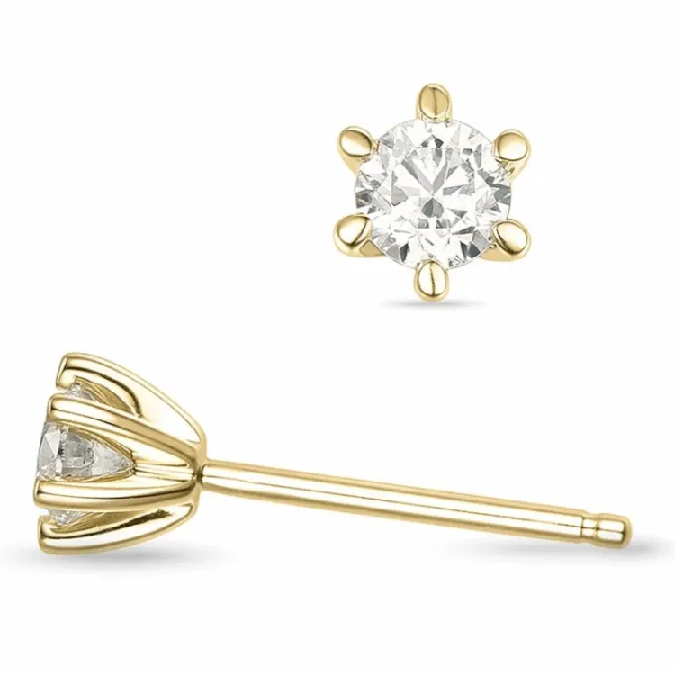 2 x 0,30 ct lab grown diamant solitaireørepynt i 14 karat gull med lab grown diamant 