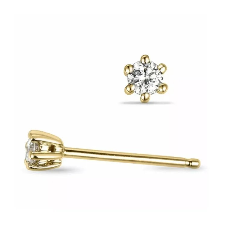 2 x 0,05 ct lab grown diamant solitaireørepynt i 14 karat gull med lab grown diamant 